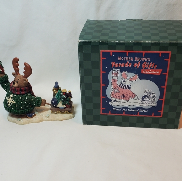 Marty "The Caboose" Moose Vtg 1998 Mother Brown's Parade of Gifts Figurine - Picture 1 of 11